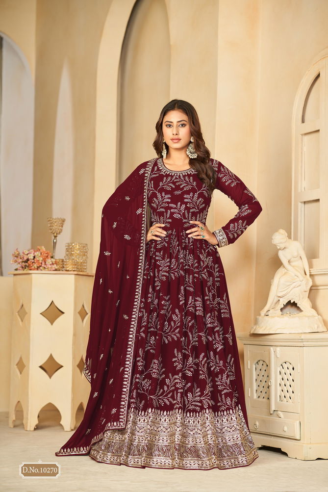 Anjubaa Vol 27 Faux Georgette Wedding Wear Gown With Dupatta Wholesale Shop In Surat